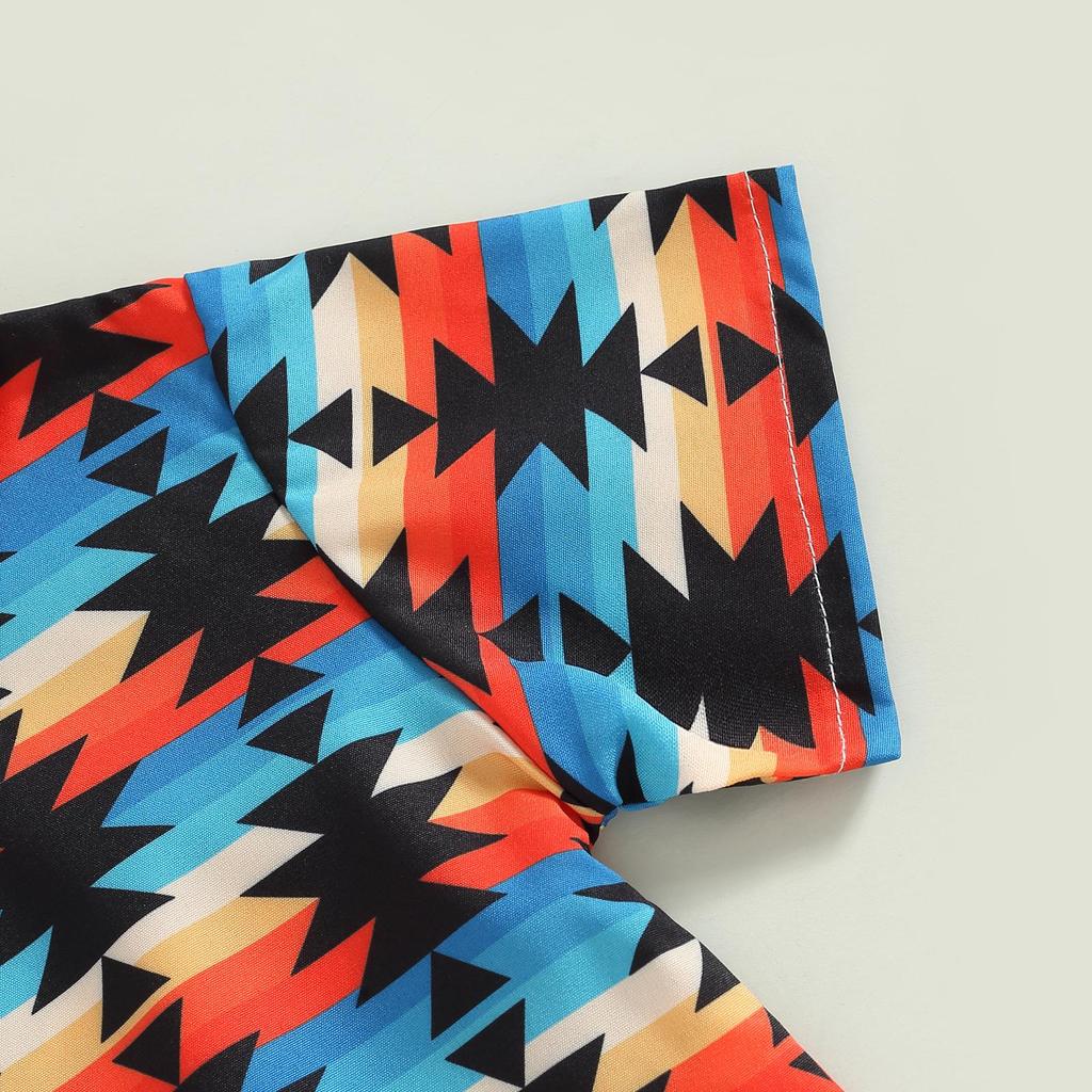 Baby Boy Clothes Toddler Cow Print Short Sleeve Button Down Shirt Elastic Waist Shorts Set 2Pcs Cowboy Outfit