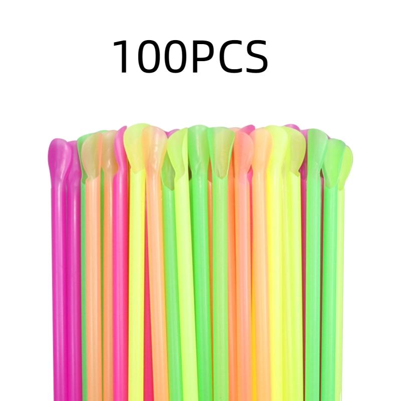 

50 шт. Ложки-соломинки для напитков Цветные Ложки для молочных коктейлей и смузи Питьевые соломинки для вечеринки, бара, дня рождения 100pcs