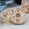 Iron Elegant Heart-shaped Mirrored Keepsake Box Handmade Sparkling Crystals Handheld Boxes Container