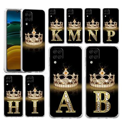 Coque pour Samsung A13 A15 A25 A51 A71 A21S A11 A12 A31 A52 A41 A23 A53 A73 A32 5G A03S A05s Housse Diamant Couronne Lettre 26 Lettres
