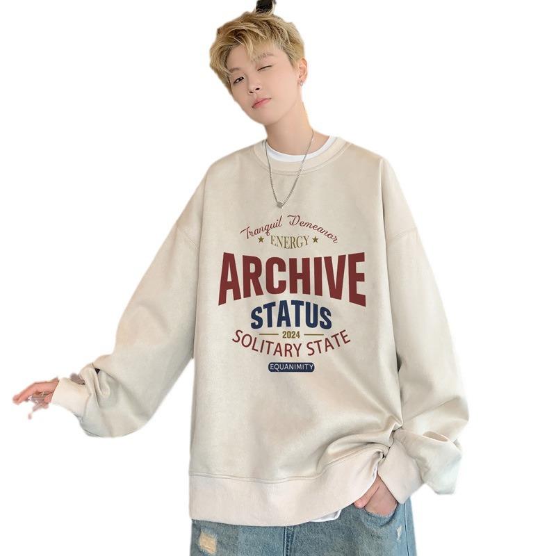 Замшевая толстовка мужская весна и осень плотная свободная большая нижняя одежда большого — фото 6