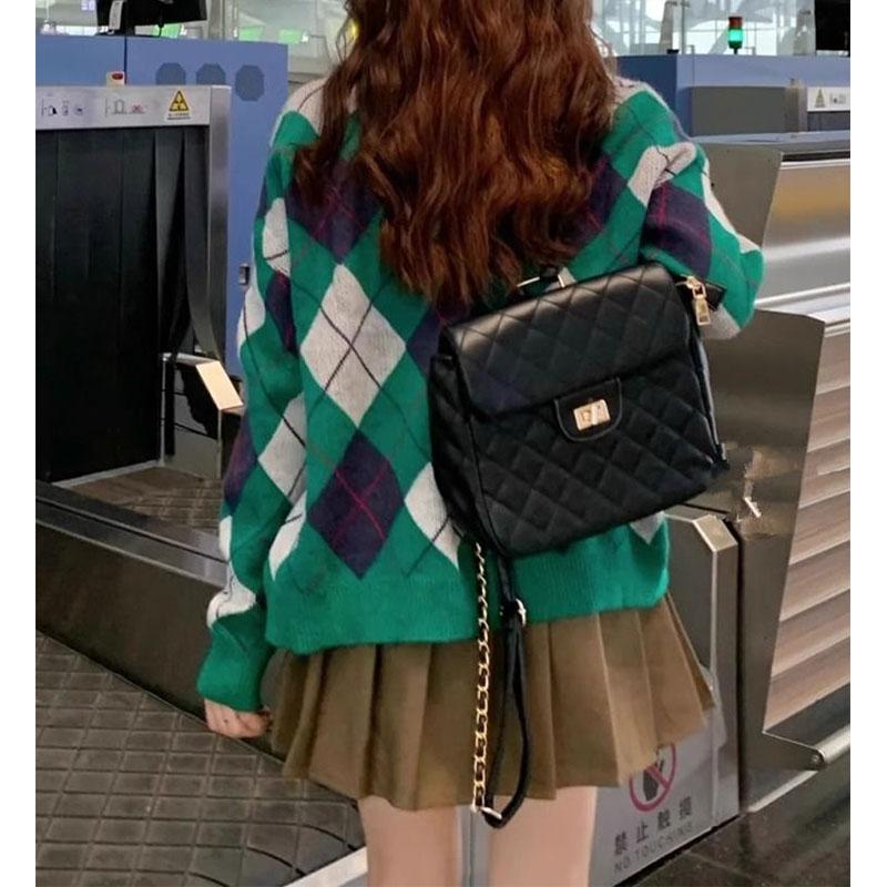 Sweet Preppy Style Sping Autumn New Sweaters Coats Women V-Neck Lingge Contrast Color Button Long Sleeve Cardigan Knitted Tops
