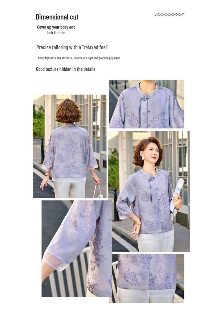 2026 Spring/Summer Trendy Chinese-Style Seven-Sleeve Shirt for Mom