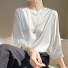 In Summer Satin Silk Half-Sleeve Tee Tops Basic Solid Women‘s T-Shirt Casual O-neck Thin Shirts Ladies Loose Blouses
