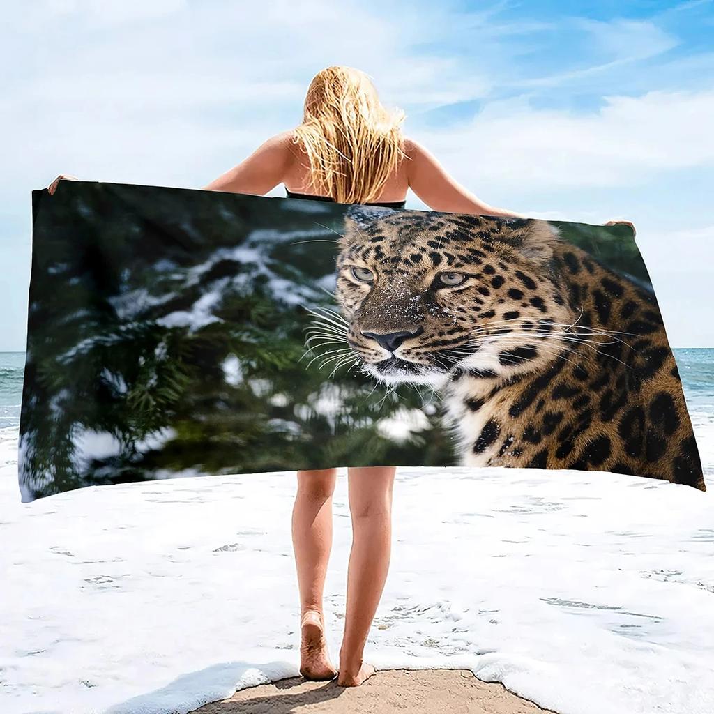 Cool Cheetah Beach Towel Wild Animal Print Bath Towel for Spa Travel Yoga Sport Camp Hiking Microfiber Quick Dry Swimming Cover