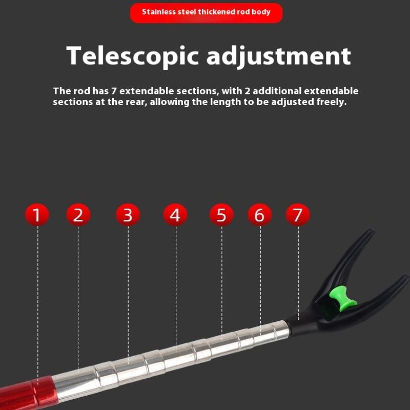 Thickened Telescopic Fishing Rod Bracket Fishing Rod Dual Purpose Bracket Fishing Rod Holder 1.7M/2.1M/2.5M Stainless Steel