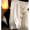 Women's White High-waisted Wide-leg Pants Casual Draped Trousers for Spring and Summer