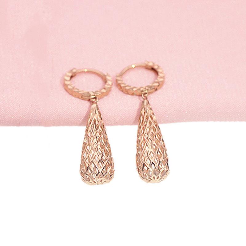 Color Gold Color Gold Russian Purple Gold Hollow Water Drop Earrings Classic Fashion Temperament 585 Rose Gold Plated Ear Buckles