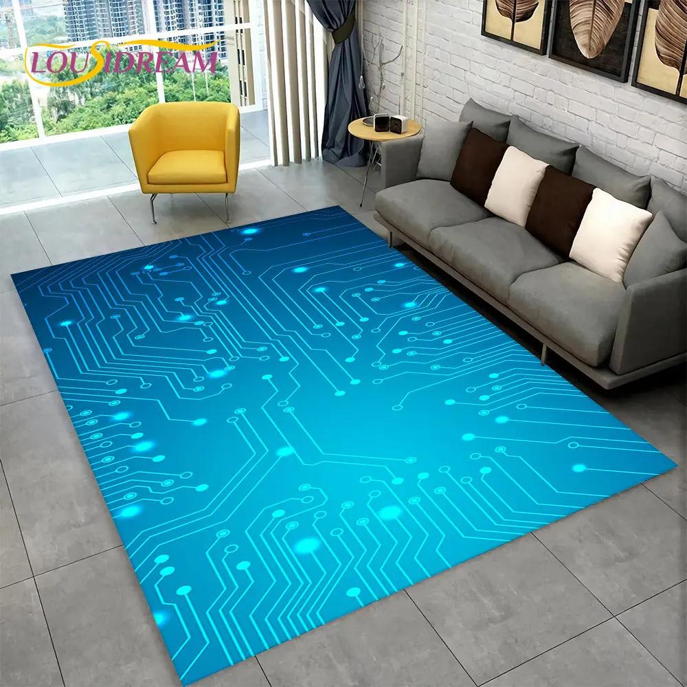 Chip Circuit Board 3D Area Rug,Carpet Rug for Home Living Room Bedroom Sofa Play Room Doormat Decor,Kid Game Non-slip Floor Mat