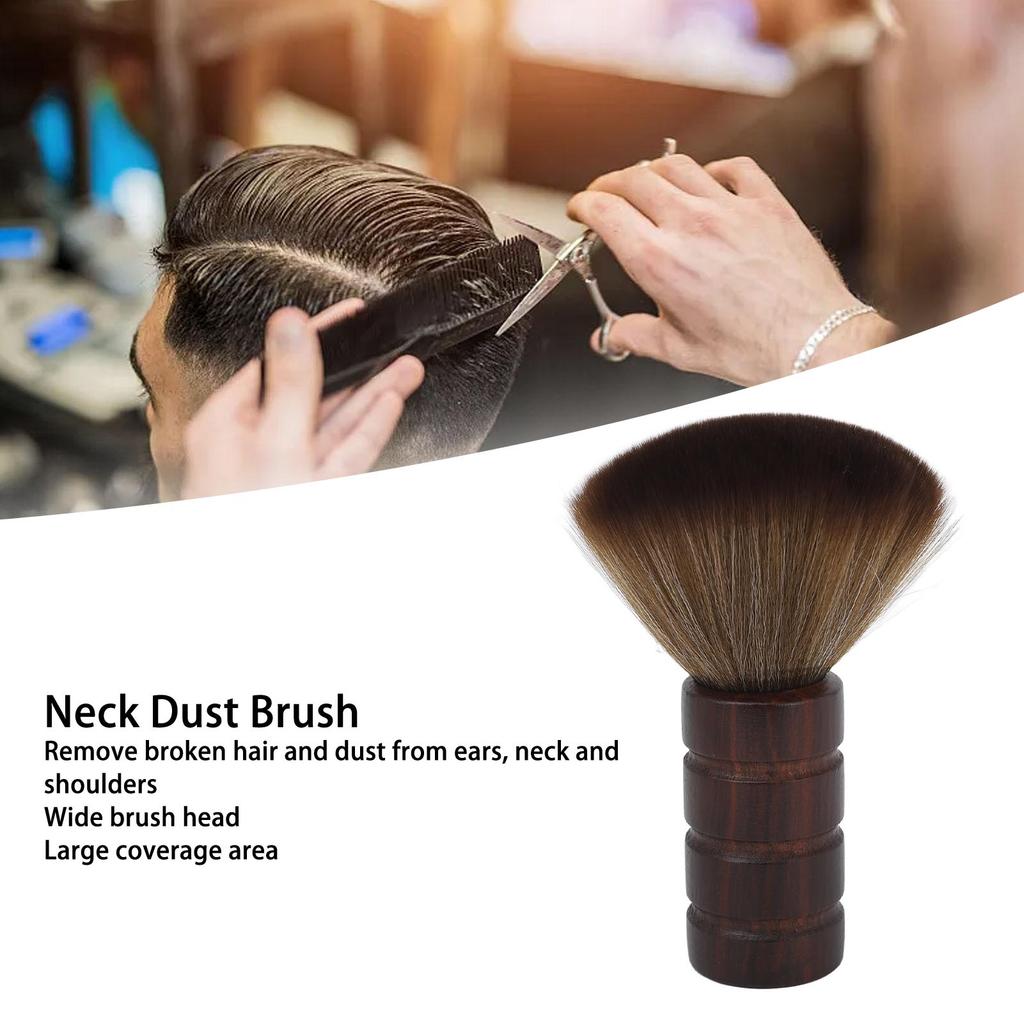 Hair Cutting Neck Dust Brush Home Salon Barber Nylon Hair Wooden Handle Face Neck Hair Dust Cleaning Brush