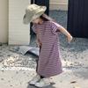 Baby Girls' Short Sleeved Striped Dress Summer Children's Dress