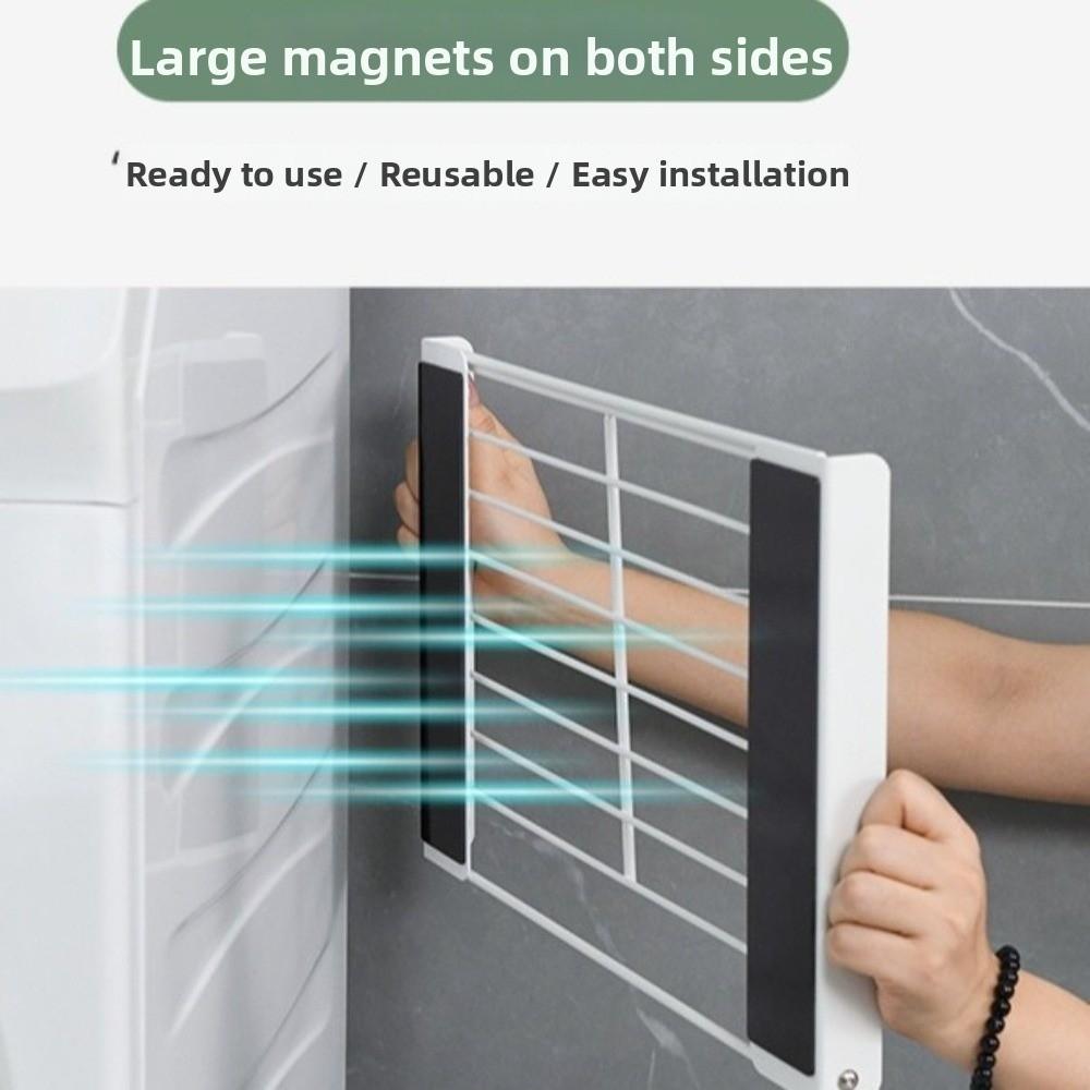 No Punching Magnetic Folding Storage Rack Heavy Duty Metal Side Shelf  Kitchen