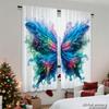 Piece Set High Definition Digital Printed Curtainscolorfulflowingbutterflyartstyleforrodcurtainshome Decoration Style Curtain Polyester