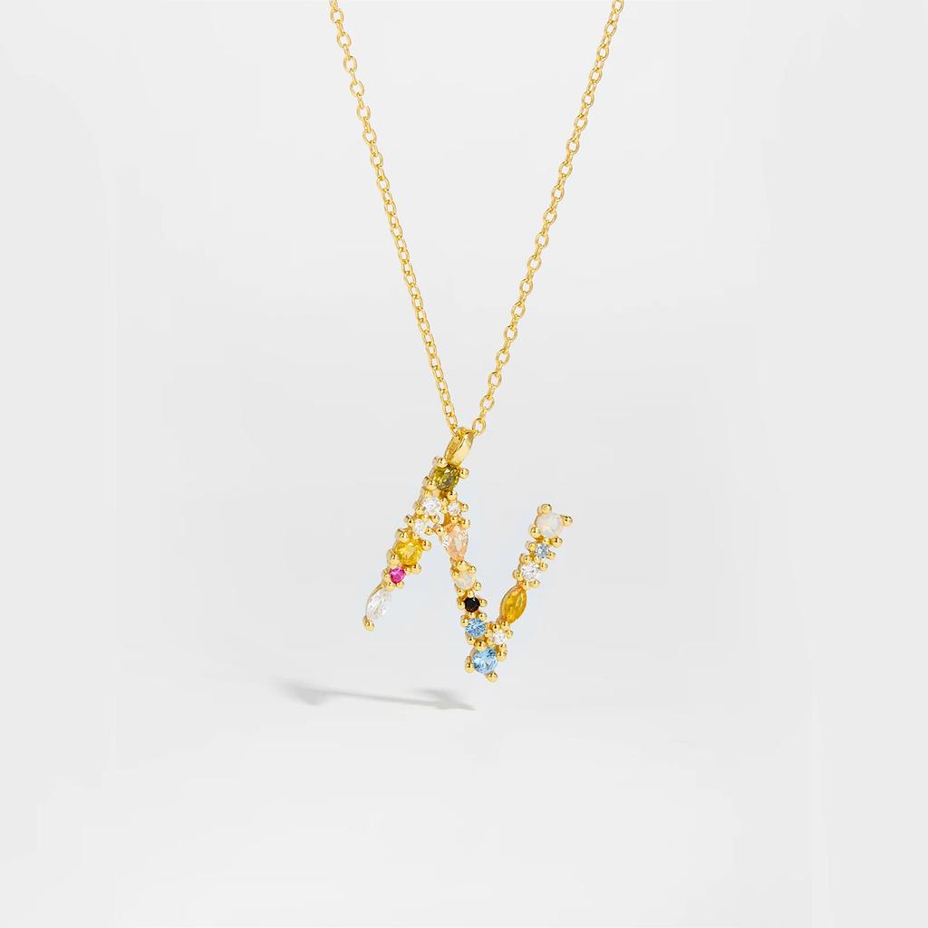 925 Sterling Silver Gold Letter M Pendant Initial F Alphabet Necklace Monogram Opals 2020 Women Accessories Jewelry