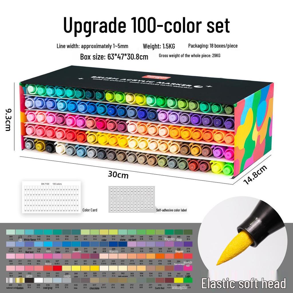 100-Color Soft Tip Acrylic Paint Markers for DIY, Graffiti, Journals & Drawing