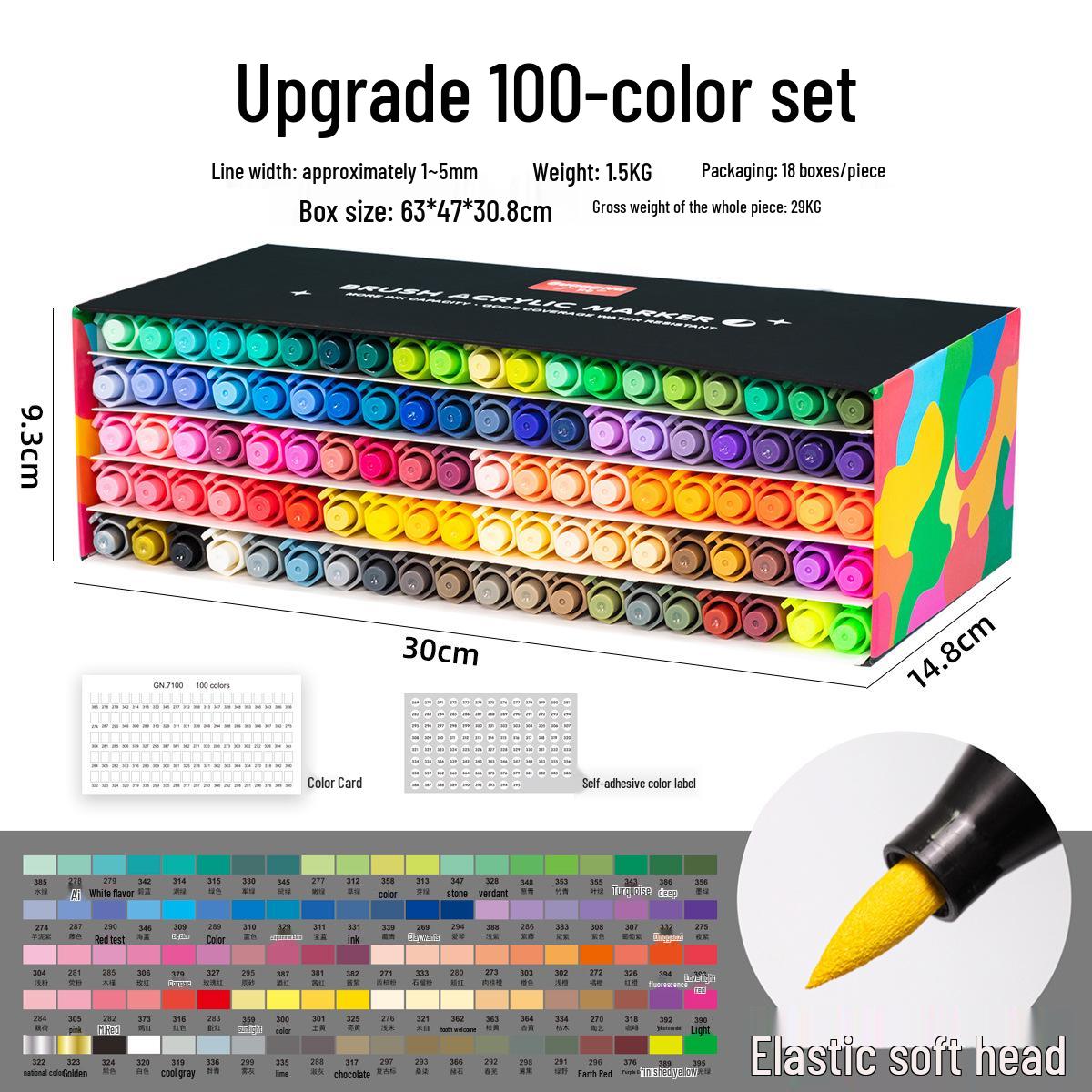 

100-цветные акриловые маркеры с мягким наконечником для DIY, граффити, журналов и рисования