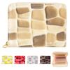 Simple Genuine Round Enamel 2nd Stained Beige [Trendy Yamagishi] Accordion-style Wallet, Leather, Women's, Zipper, Embossed, Glass,