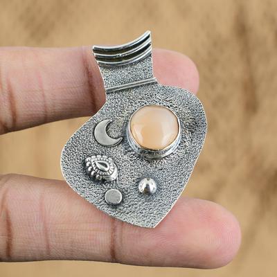 Natural Pink Opal Gemstone Pendant Handmade 925 Sterling Silver Indian Jewelry