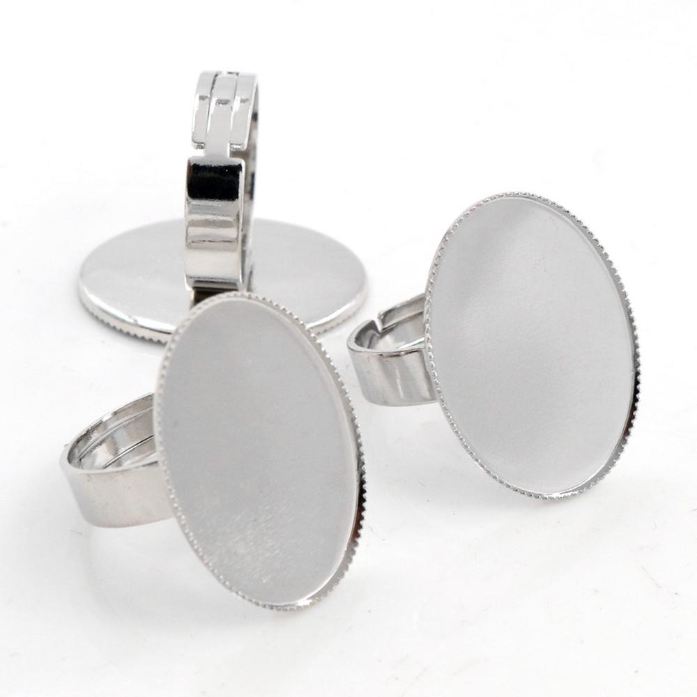 18x25mm 10pcs/Lot Classic Color Series Plated Brass Oval Adjustable Ring Settings Blank/Base,Fit 18*25mm Glass Cabochons