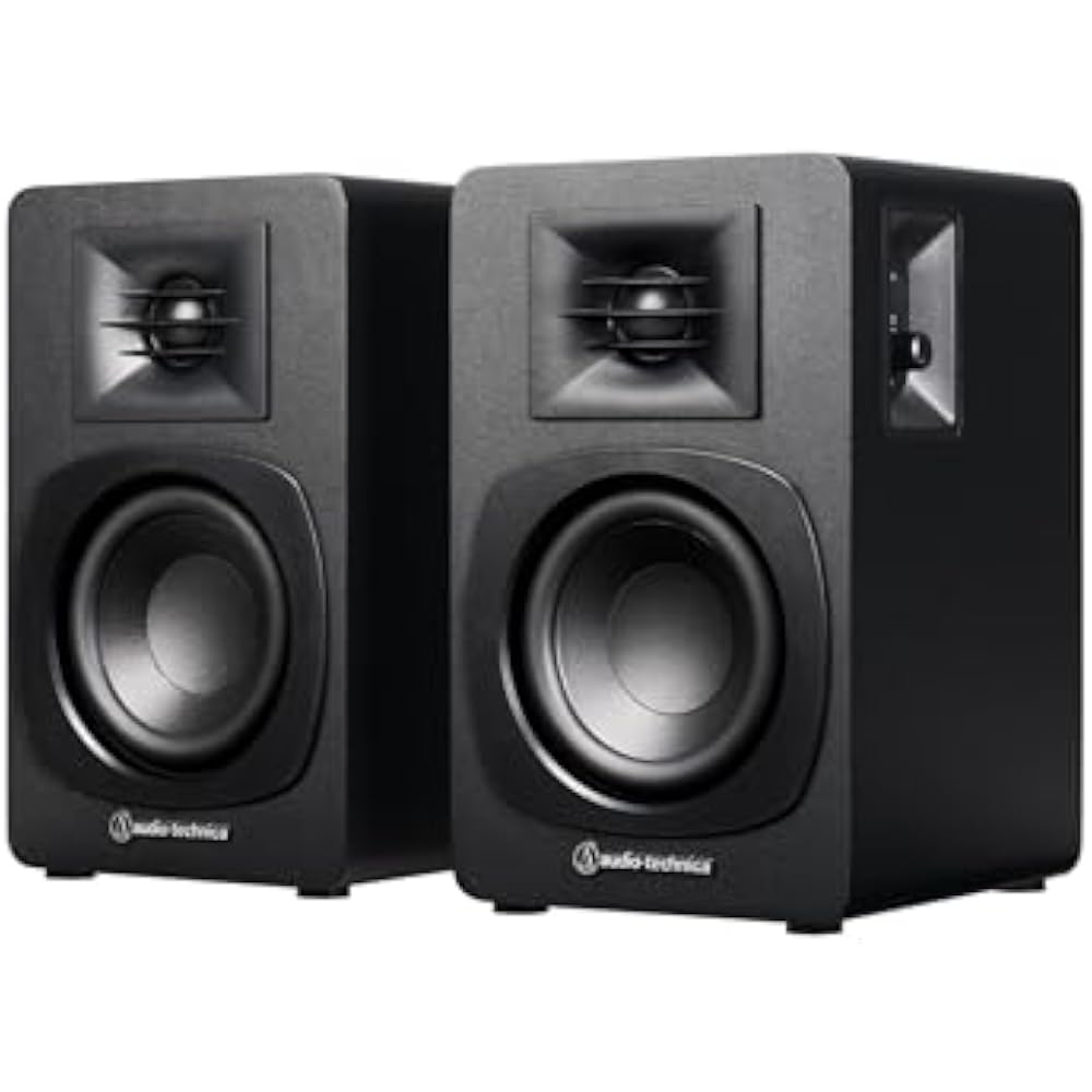 Audio-Technica AT-SP3X Bookshelf Speaker Record Player Bluetooth Monitor Speaker [Active RCA Inpu...