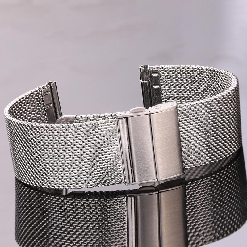 Watchband Stainless Steel Watch Band Bracelet Silver Black Milanese Metal Watchbands 16mm 18mm 20mm 22mm Women Men Strap Accessories