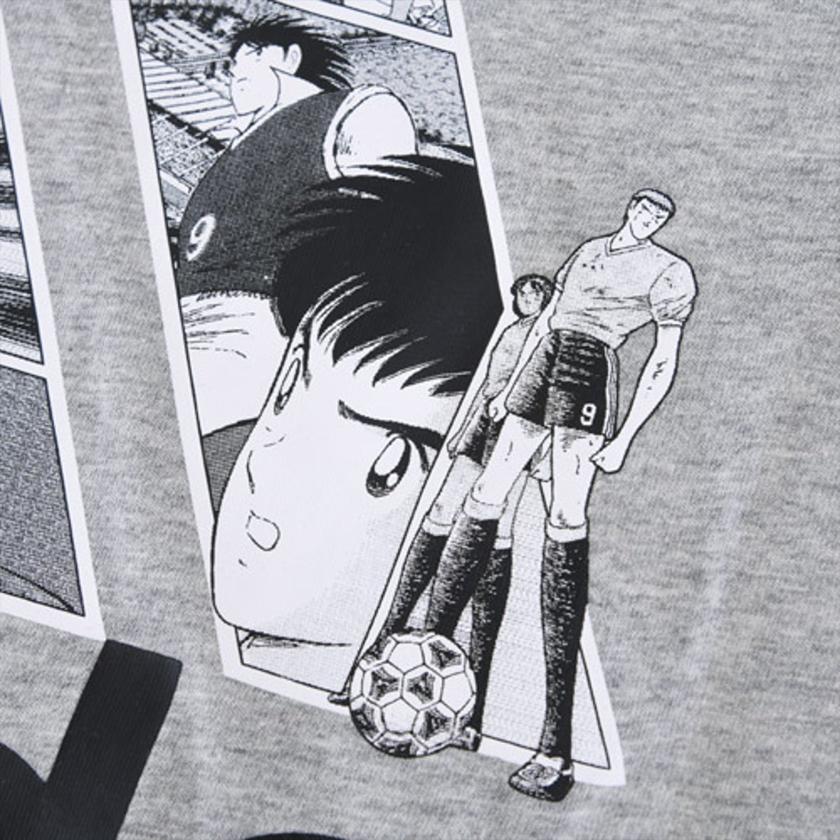 adidas T-shirt a maniche corte morbida e confortevole Tsubasa, delicata sulla pelle, da uomo, grigio medio, con motivo Fiore di Pietra FJ6229