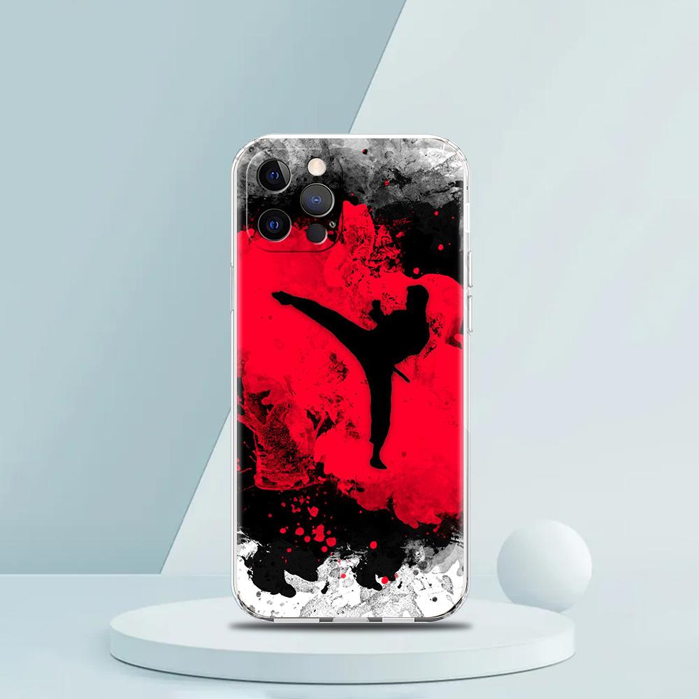 Kung Fu Taekwondo Karate Phone Case for iPhone 16 15 14 13 12 Pro Max Cover Transparent for iPhone 11 Pro Max 7 8 Plus XS XR Bag