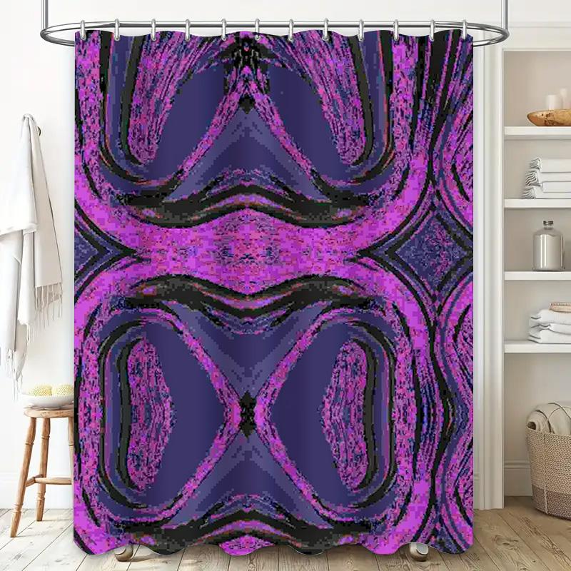 Purple Black Bath Shower Curtain Fabric Decor Home Decoration Waterproof 3D Printed Custom Size Modern Artistic Design