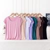 Summer Top for Moms Solid Color Ladies' Loose Fit Modal T-Shirt  Plus Size Round Neck Short Sleeve T-shirt