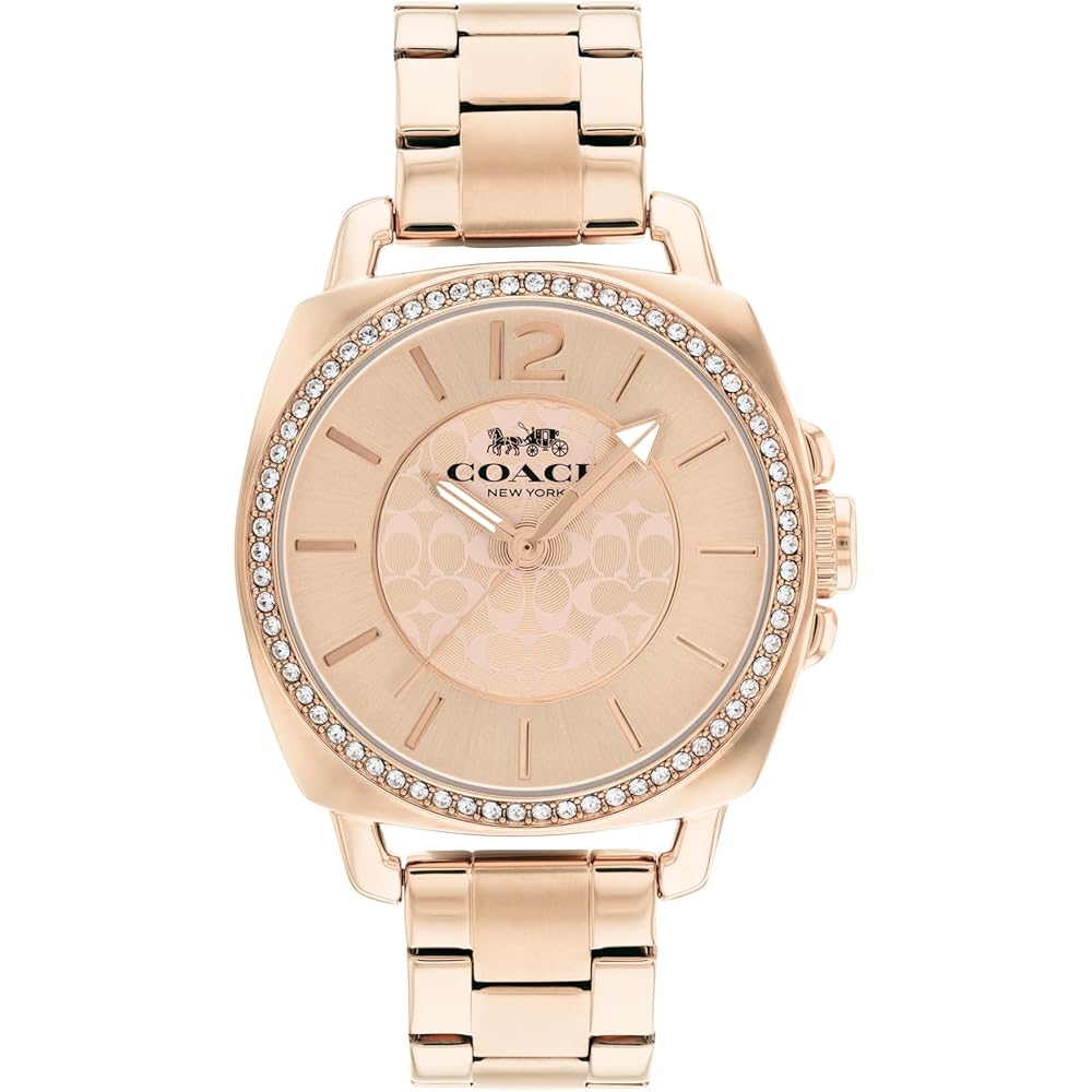Coach Boyfriend Small Women s Watch Rose Gold Dial Stainless Steel Band 14503854