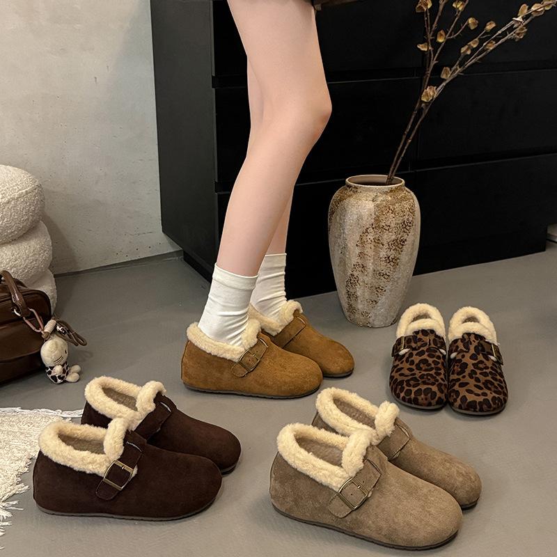 Women's Plus Size Soft-Sole Height-Enhancing Warm Winter Leather-Fur Combination Snow Boots with Plush Lining for Outdoor Sports