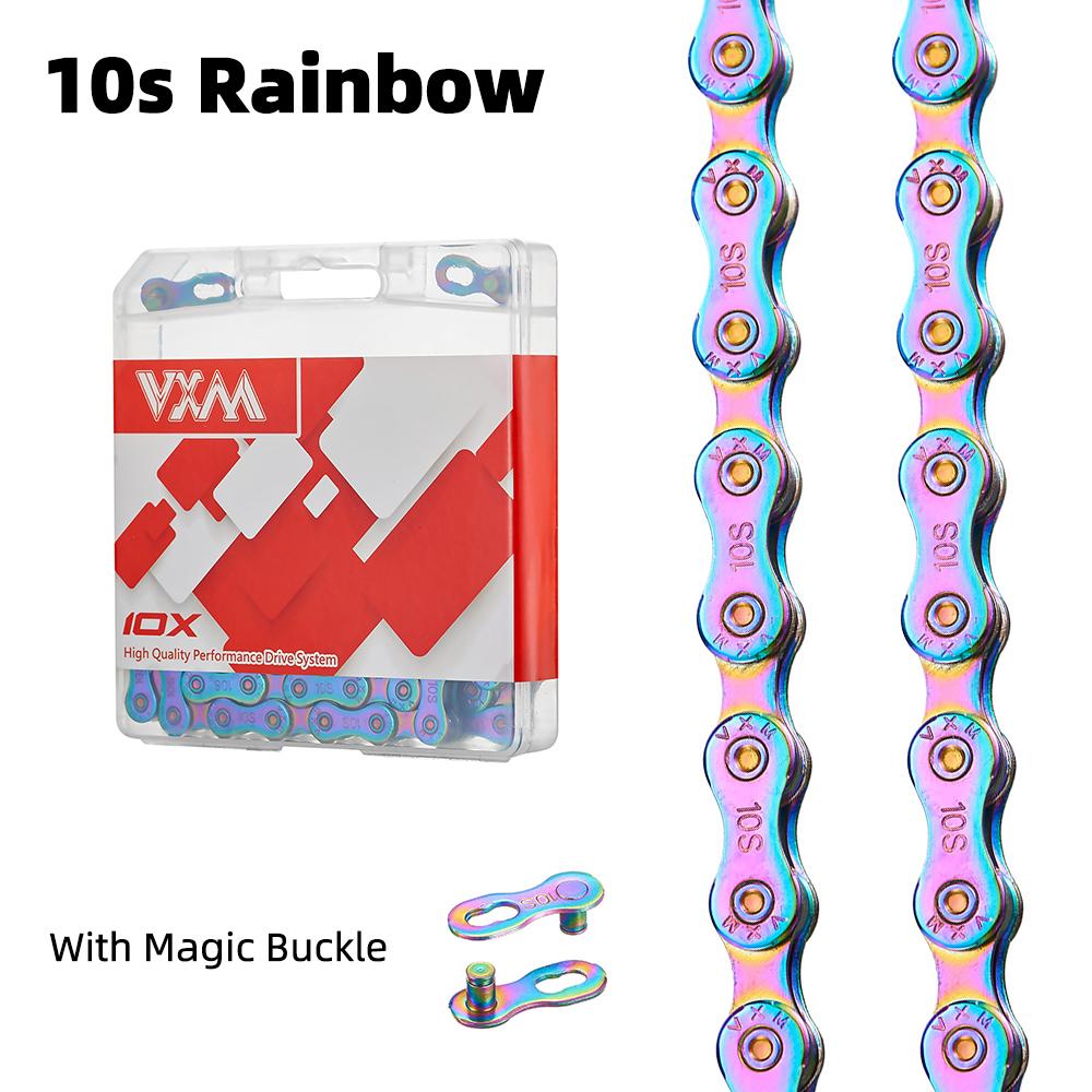 VXM Fahrradkette Mehrfarbig Regenbogen 6/7/8/9/10/11 Gänge Magisches Glied Rennrad und MTB 116L