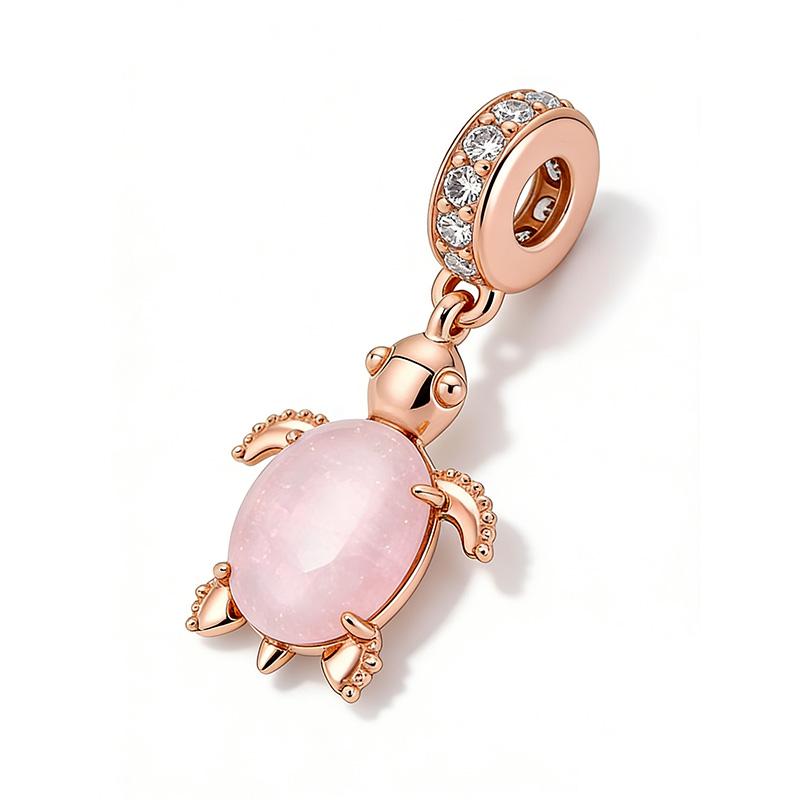 Original Charm Beads,Rose Gold Series,Pink Daisy&Openwork Pink Daisy Flower Charm Beads Fit Pendant Bracelet Women Jewelry Gift