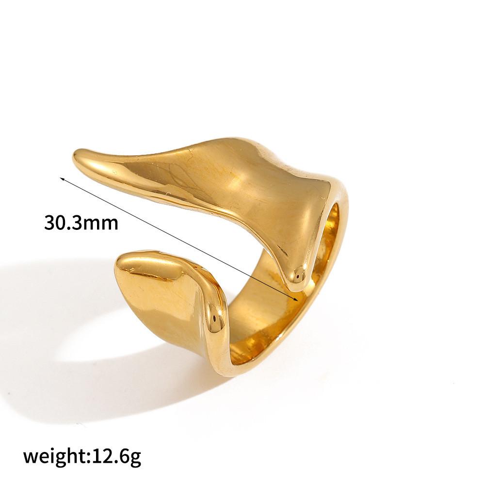 Geometric Stainless Steel Ring For Women With Gold Plating And Modern Design Style 1