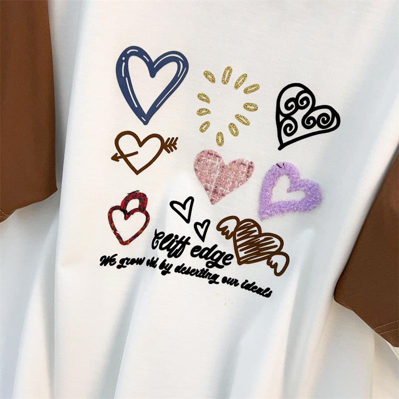 Plus Size Women's Loose Mid-Length Round Neck Short Sleeve T-Shirt (Available In 200/300/350 Jin) 1082