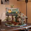 A-shape Room Decor Bricks 1486PCS Forest House Building Blocks with LED Light Tree Cabin Display Bricks Set Kit for Nature Lover