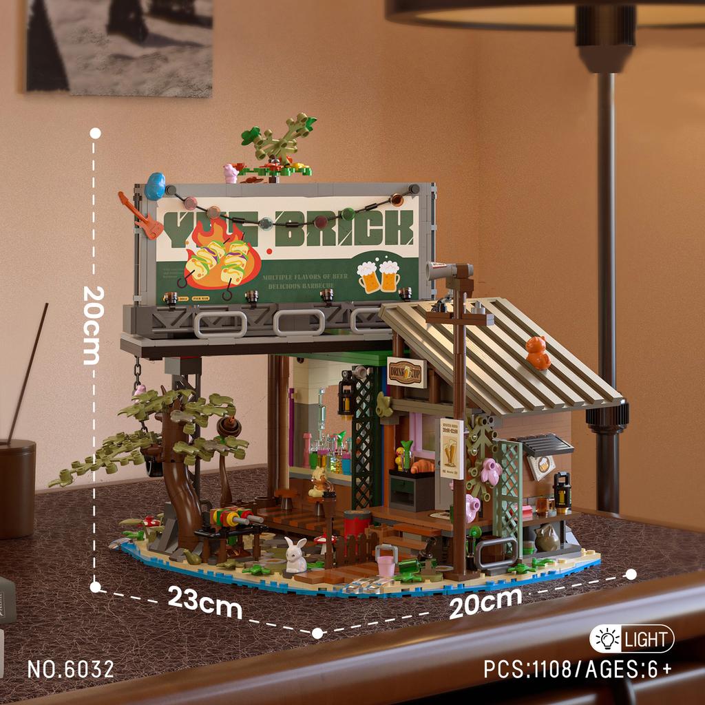 A-shape Room Decor Bricks 1486PCS Forest House Building Blocks with LED Light Tree Cabin Display Bricks Set Kit for Nature Lover