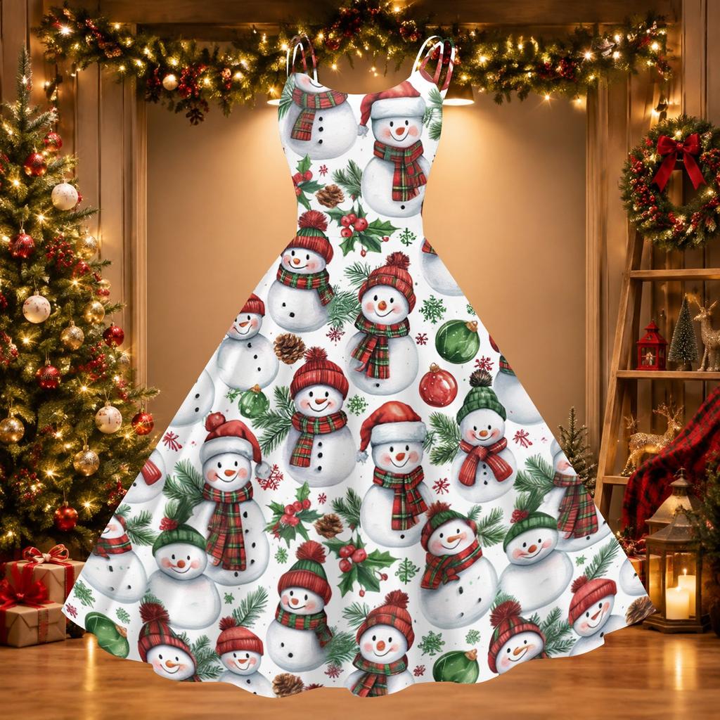 Women's Halloween Print Off-Shoulder Vintage Dress for Halloween Parties