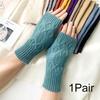 1Pair Women Winter Warm Gloves Soft Fingerless Long Polyester Solid Color Warmer Mittens
