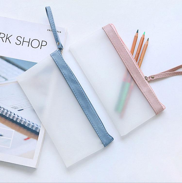 Frosted Translucent Zipper Pencil Case - Large Capacity, Ideal for Exams, Girls' Stationery Bag