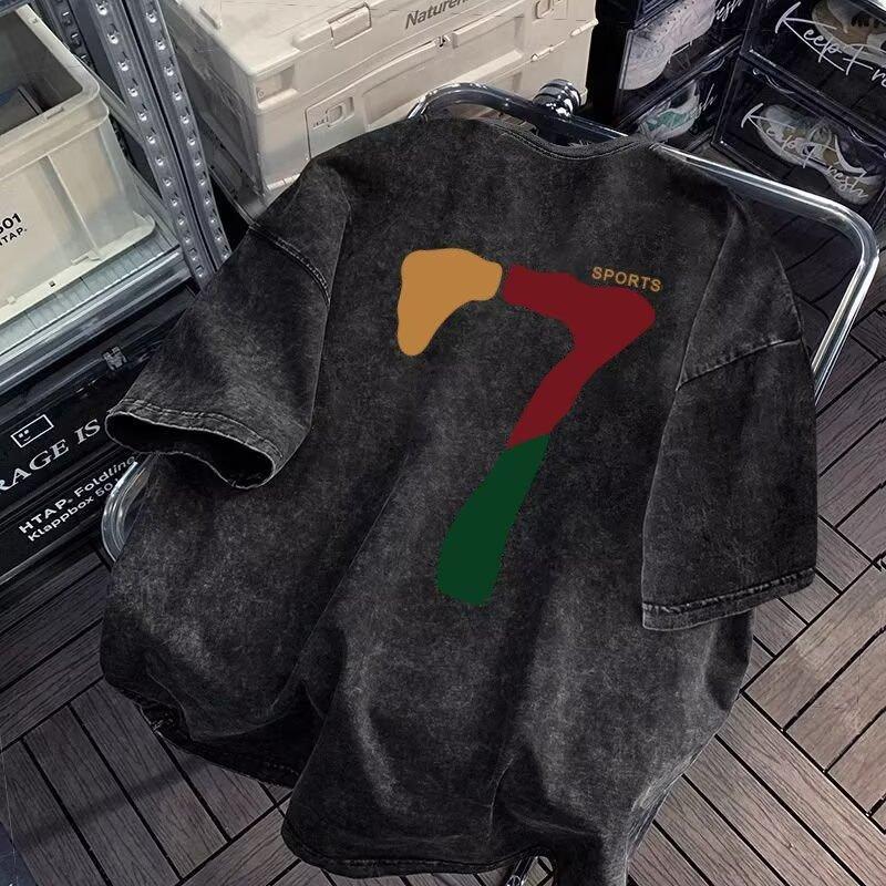 

Short Sleeve T-Shirt for Men Trendy Round Neck Simple Print Versatile Fashion Brand Light Luxury Cool Casual Top Loose Fit M сірий колір