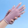 Summer Women'S Ice Silk Thin Gloves Fingerless Half-Finger Uv Protection Sunscreen Female Gloves Nail Gloves Riding Driving
