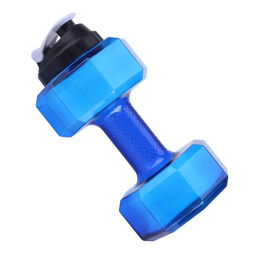 Large Capacity Dumbbell Shaped Exercise Sports Water Bottle Fitness Gym Training Cup Blue