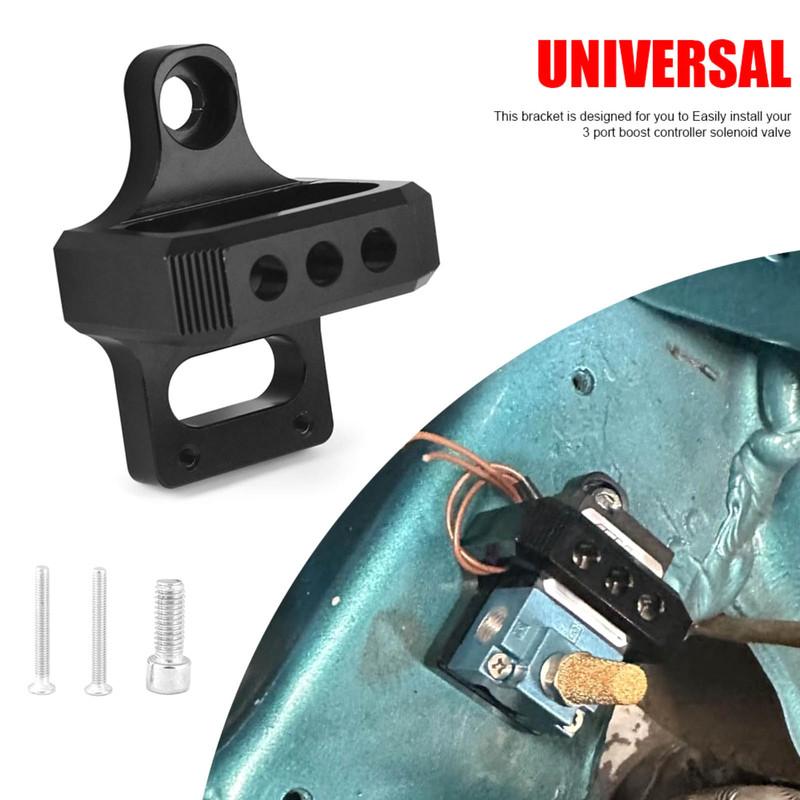 CNC Billet 3 Port Boost Controller Solenoid Bracket Black Anodized Mount for MAC AEM Unbranded Valve Bolt-On Hardware Kit