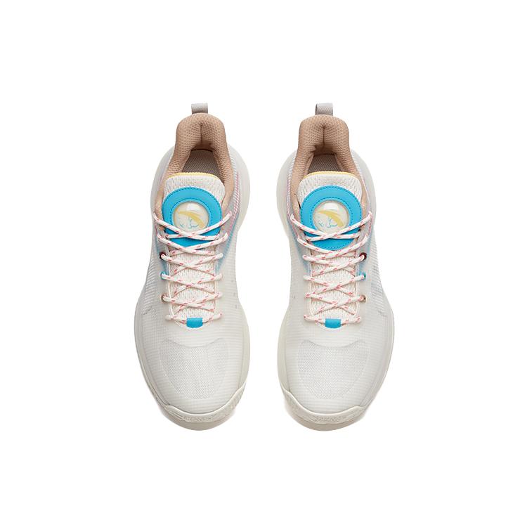 ANTA Cement Killer Basketball Shoes Men's Low top Ivory White/Microchip Gray/Chlorine Blue 112121606S-10