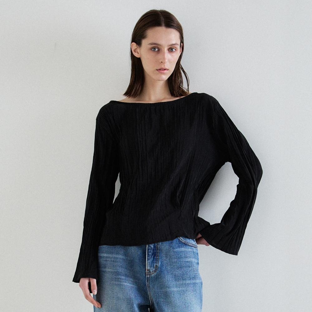 Nowood Plisse Blouse (Black) Black/Free