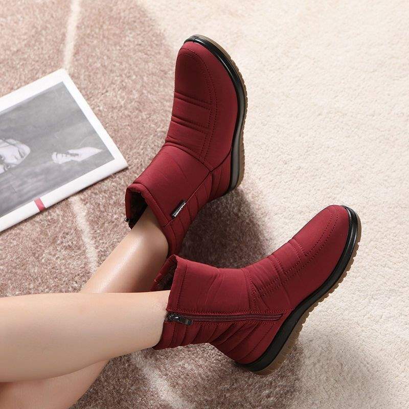 Elderly Cotton Boots Snow Boots 2025 Flat-bottomed New Women's Winter Non-slip Velvet Thickened Warm and Waterproof Mother Cotton Shoes