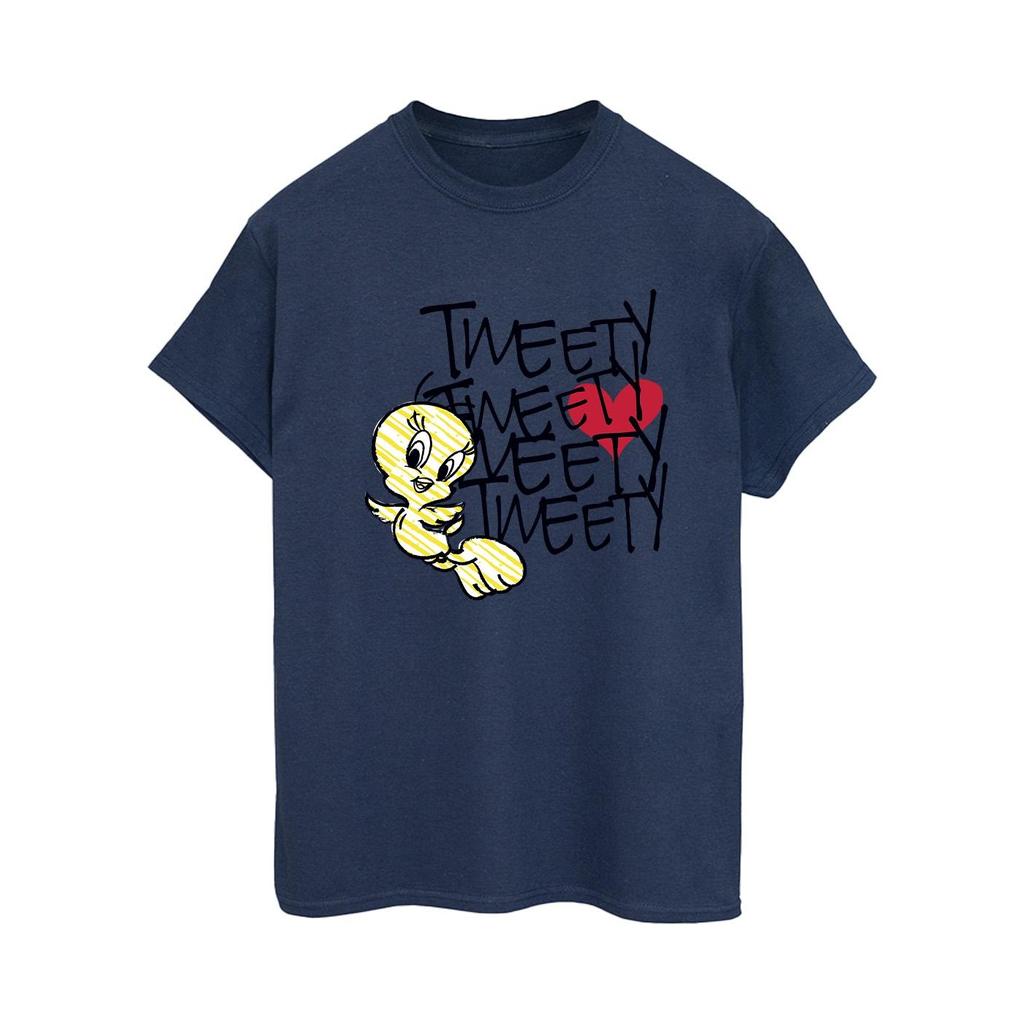 Looney Tunes Womens/Ladies Tweety Love Heart Cotton Boyfriend T-Shirt