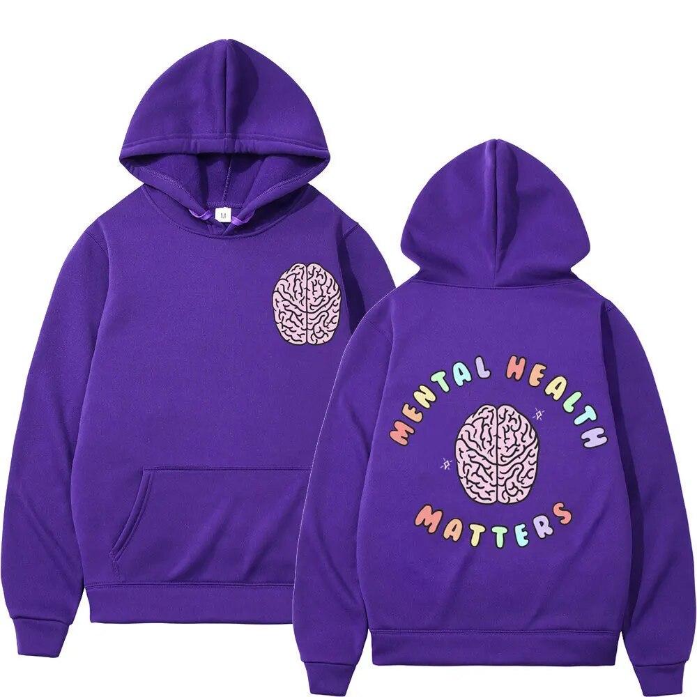 Mental Health Matters Print Hoodies Herbst High Street Fashion Langarm Hoodie Unisex Frauen Harajuku Y2k Ästhetik Sweatshirts