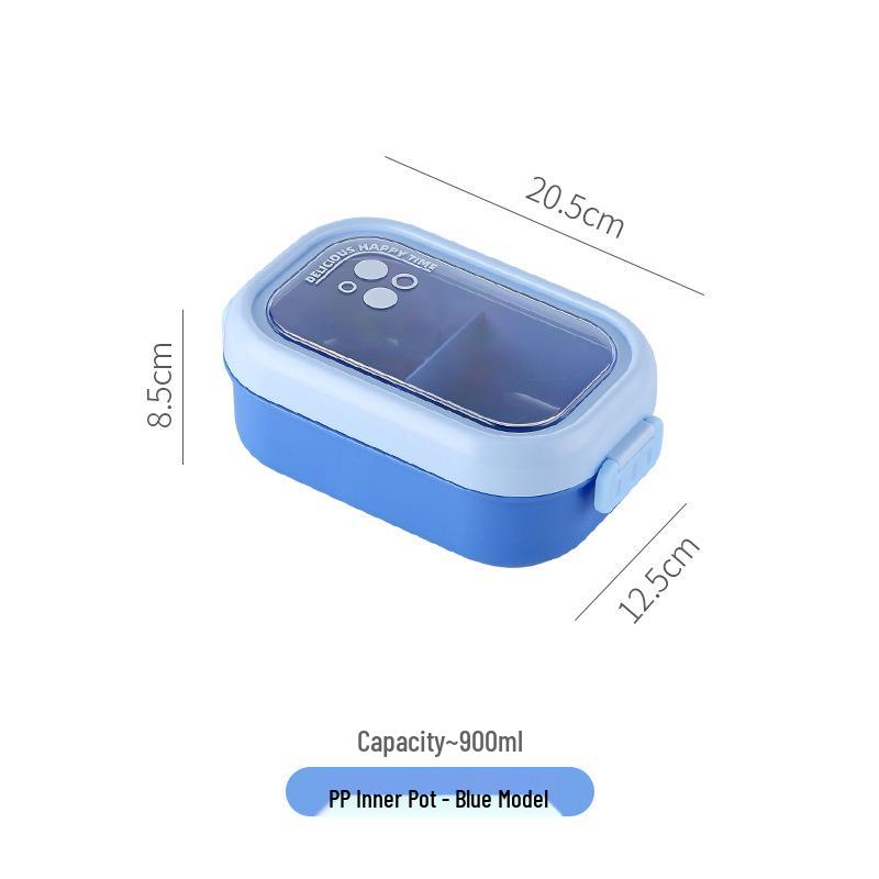Microwavable Japanese-Style Wheat Straw Lunch Box Set with Compartments for Students and Office Workers